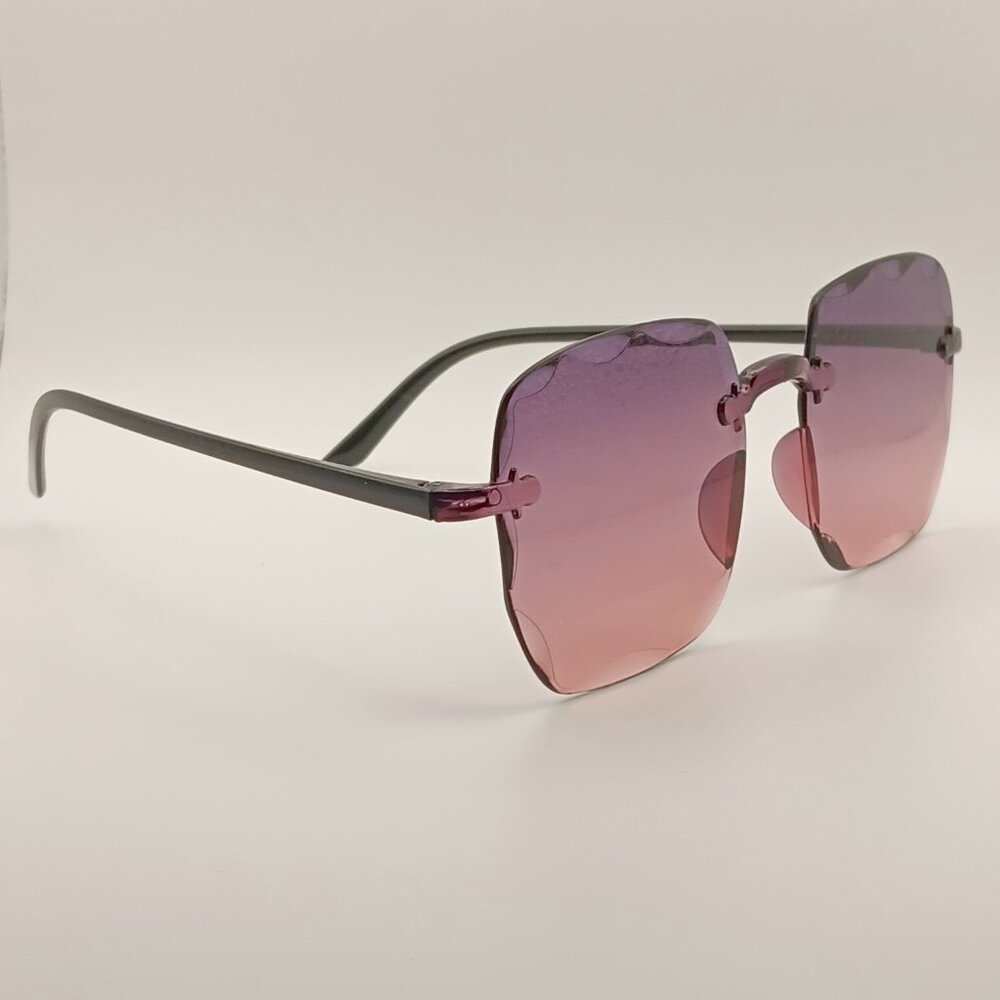 Gradient Purple-to-Pink Sunglasses with Diamond Cut Lens
